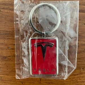 Tesla Red and Silver Keychain